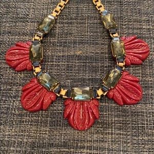 J Crew Gold and Maroon Necklace
